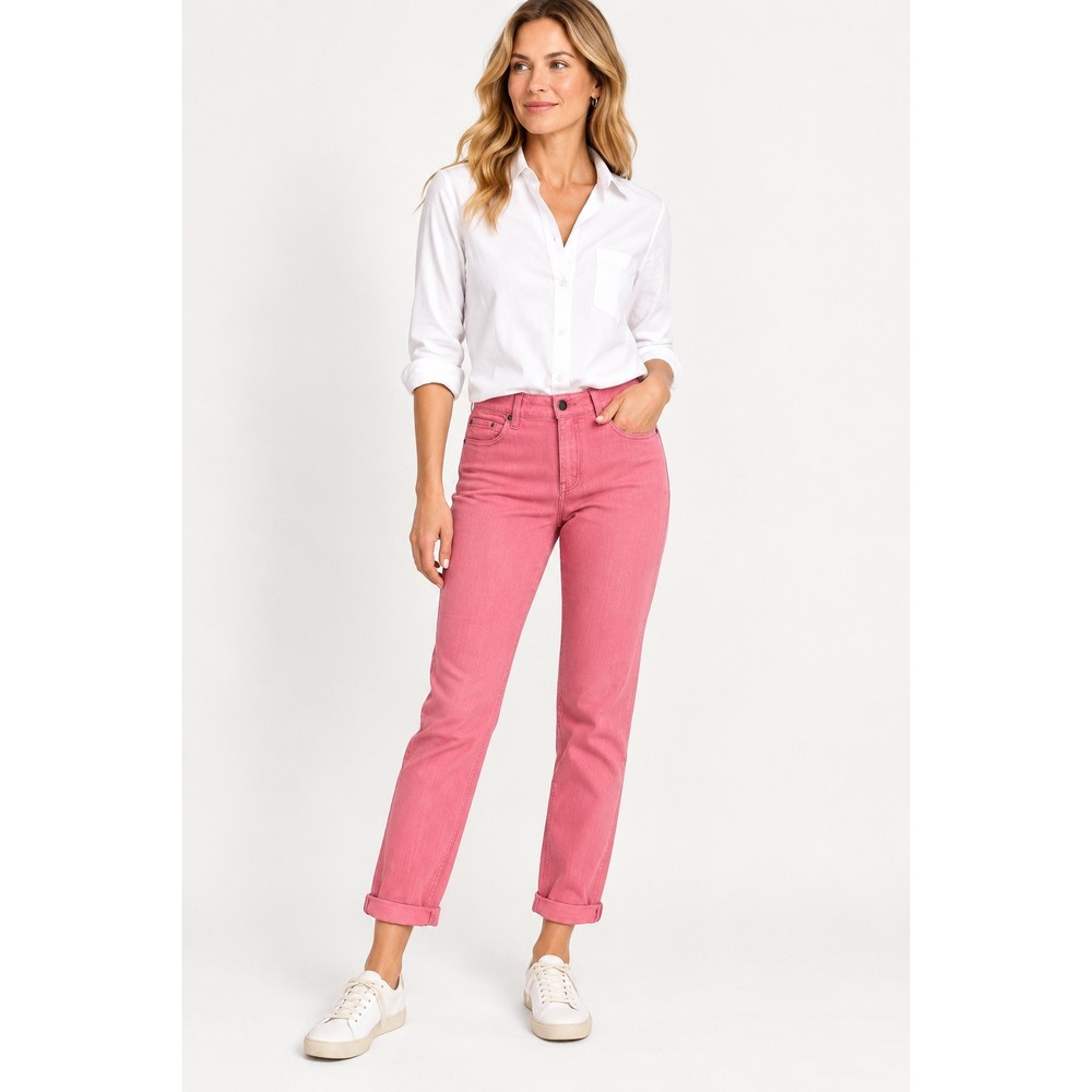 Cosmic Blue Love Womens Slim Straight Jeans Size 28 Pink Stretch Denim Preppy